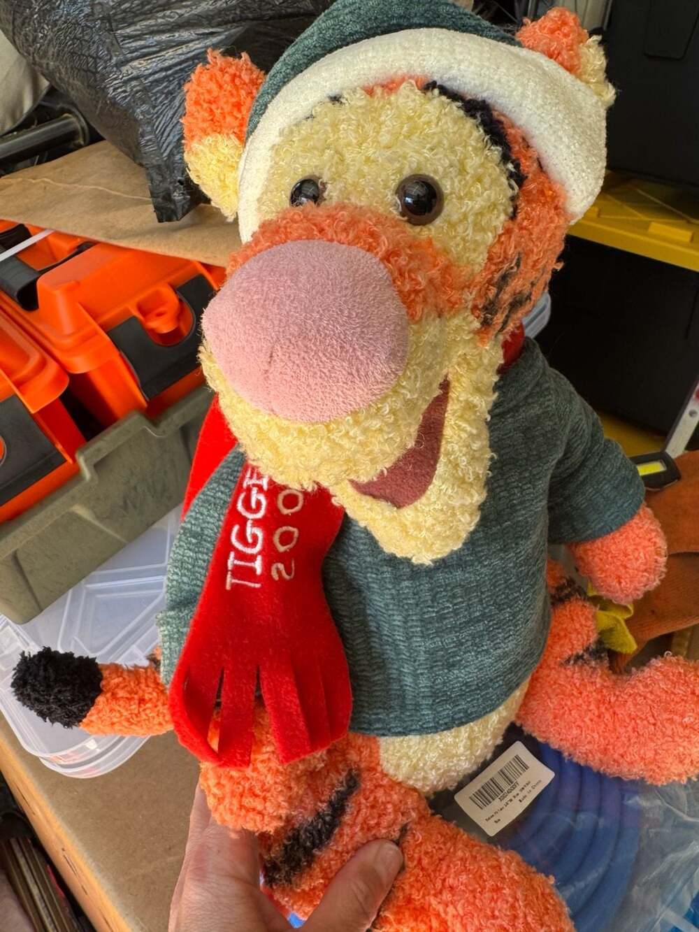 VintageDisney Tigger Plush Toy 2000 Holiday Winter Sweater Scarf Hat